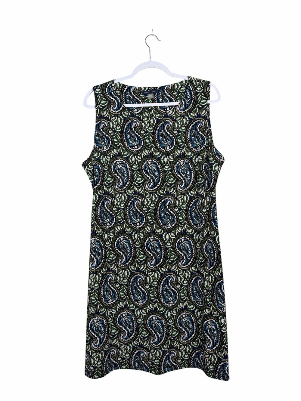 Tommy Hilfiger Size 14 Sleeveless Paisley Dress Blue Green Stretch A-Line